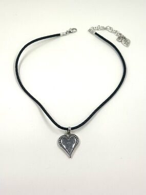 Brighton Ophelia Black Leather Heart Pendant Retired